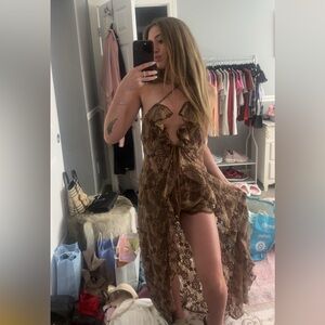 Elegant Lace Halter Dress and Matching Shorts